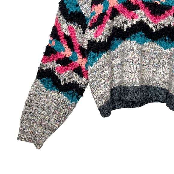 Free People Heart You Gray Wool Blend XOXO Women’s Chunky Cropped Sweater Sz S - Picture 5 of 11